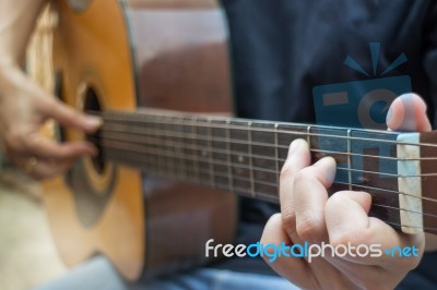 Relaxing Time With Classical Acoustic Guitar Stock Photo