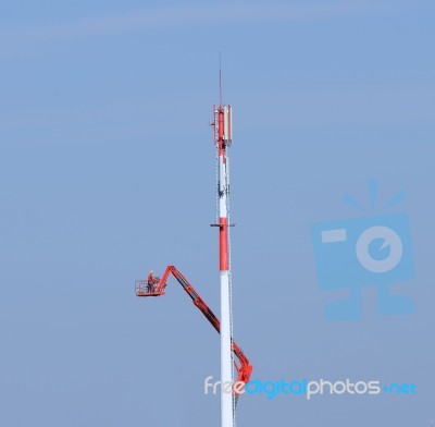 Relay Antenna Installation Stock Photo