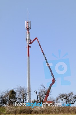 Relay Antenna Installation Stock Photo