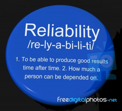 Reliability Definition Button Stock Image