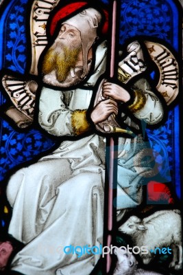 Religious Stained Glass Window Stock Photo