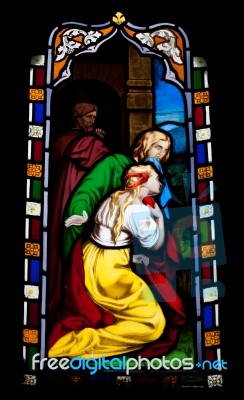 Religious Stained Glass Window Stock Photo