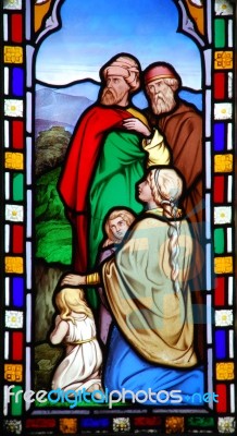 Religious Stained Glass Window Stock Photo