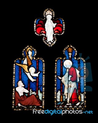 Religious Stained Glass Window Stock Photo