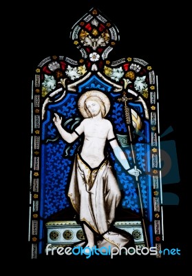 Religious Stained Glass Window Stock Photo