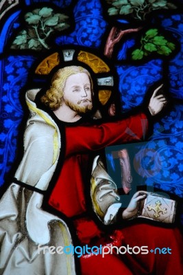 Religious Stained Glass Window Stock Photo