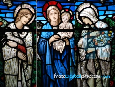 Religious Stained Glass Window Collection Stock Photo