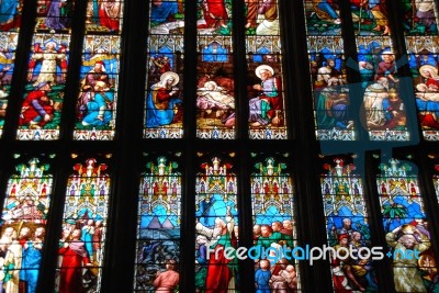 Religious Stained Glass Windows Stock Photo