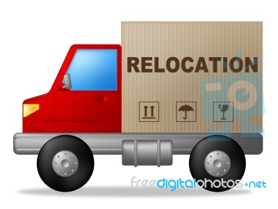 Relocation Truck Indicates Buy New Home And Delivery Stock Image