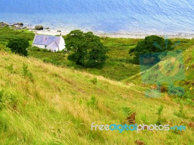 Remote Cottage On The Isle Of Arran Stock Photo