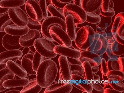 Rendered Illustration Of Many Blood Cells Stock Image