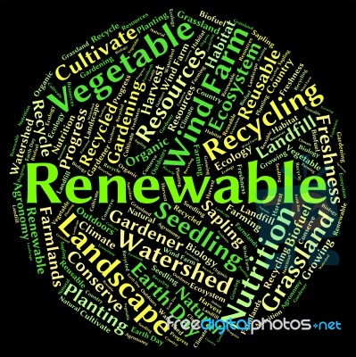 Renewable Word Shows Go Green And Reconditionable Stock Image