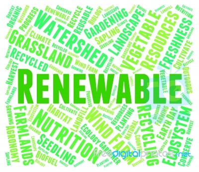 Renewable Word Shows Go Green And Recyclable Stock Image