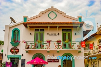 Renovated Old Colonial House In Casco Viejo In Panama City Stock Photo