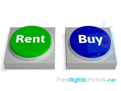 Rent Buy Buttons Shows Renting Or Buying Stock Image