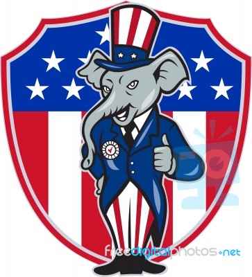 Republican Elephant Mascot Thumbs Up Usa Flag Stock Image