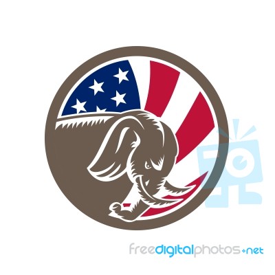 Republican Elephant Mascot Usa Flag Stock Image