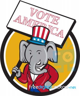 Republican Elephant Mascot Vote America Circle Cartoon Stock Image