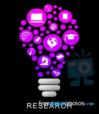Research Lightbulb Means Gathering Data And Examination Stock Image