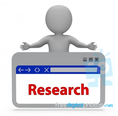 Research Webpage Means Gathering Data 3d Rendering Stock Image