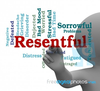 Resentful Word Means Envious And Grudging 3d Rendering Stock Image