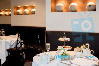 Reserved Tables Of A Restaurant Stock Photo