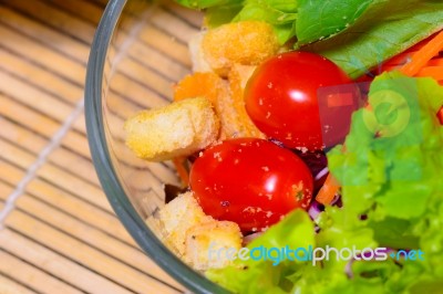 Resh Green Salad On The Table Stock Photo