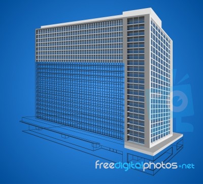 Resident Building Wireframe Scene Stock Image