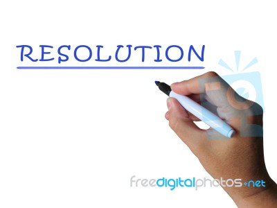 Resolution Word Shows Answer Solution Or Settlement Stock Image