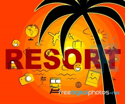 Resort Icons Means Symbol Complex And Hotels Stock Image