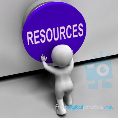 Resources Button Means Funds Capital Or Staff Stock Image