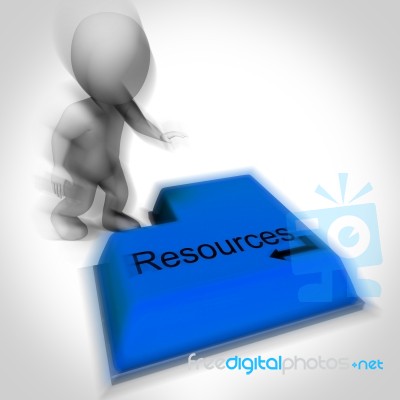 Resources Keyboard Shows Funds And Capital Available Stock Image