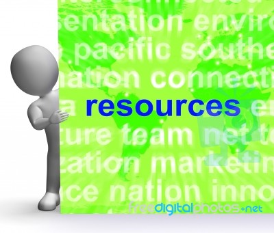 Resources Word Cloud Sign Shows Assets Human Financial Input Stock Image