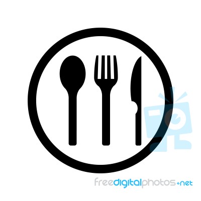 Restaurant Symbol Of Cutlery In A Circle Symbol Icon  Illu Stock Image