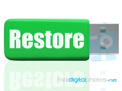 Restore Pen Drive Shows Data Security And Restoration Stock Image