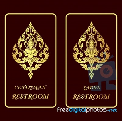 Restroom Golden Signs Stock Image