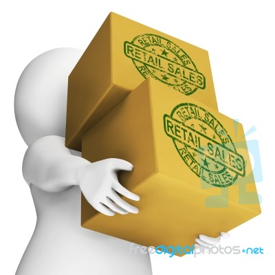 Retail Sales Boxes Mean Selling Of Products Stock Image