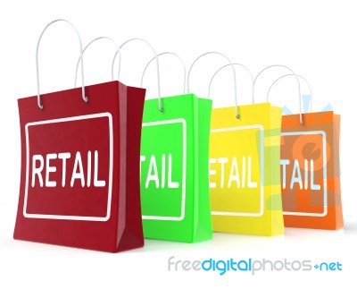 Retail Shopping Bags Shows Buying Selling Merchandise Sales Stock Image