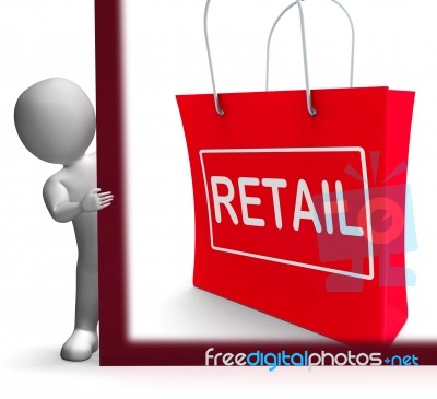 Retail Shopping Sign Shows Buying Selling Merchandise Sales Stock Image