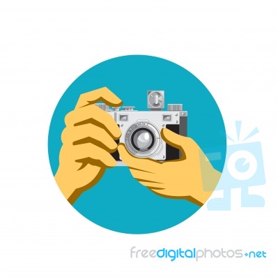 Retro 35mm Film Camera Clicking Stock Image