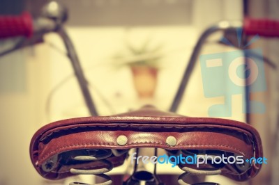 Retro Bicycle Saddle Detail. Vintage Style Stock Photo