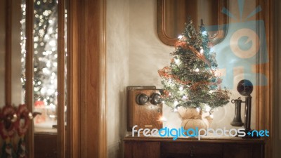 Retro Christmas Scene Stock Photo