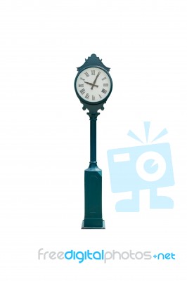 Retro Clock Isolated White With Clipping Path Stock Photo