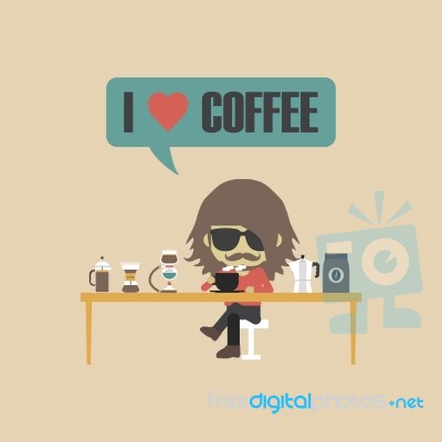 Retro Coffee Lover Stock Image