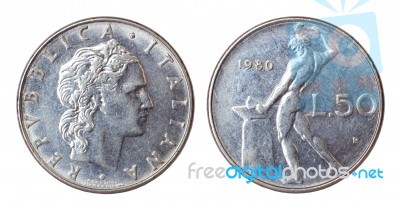 Retro Coin Of Italy Stock Photo