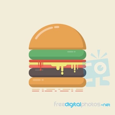 Retro Flat Hamburger Stock Image