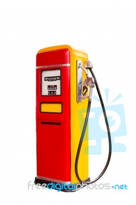 Retro Fuel Dispenser Isolated On White Stock Photo