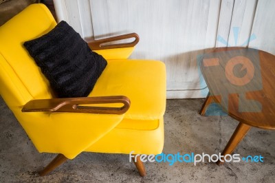 Retro Interior Of Wooden Furniture Stock Photo