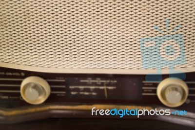 Retro Radio On Wooden Table Stock Photo