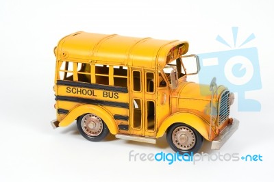 Retro School Bus Model Stock Photo